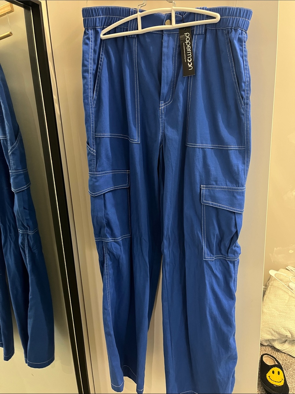 Papermoon Royal Blue Wide Leg Cargo Pants